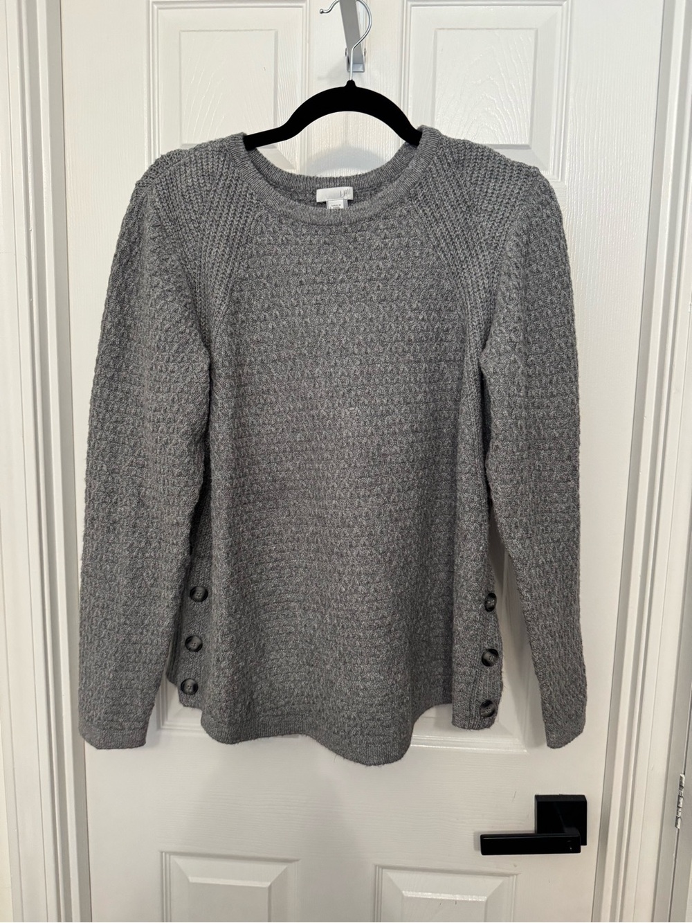 J. Jill Textured Raglan Pullover Knit Sweater with Side Buttons